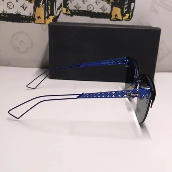 New Authentic CHRISTIAN DIOR Metal DioramaClub Sunglasses – Black & Blue